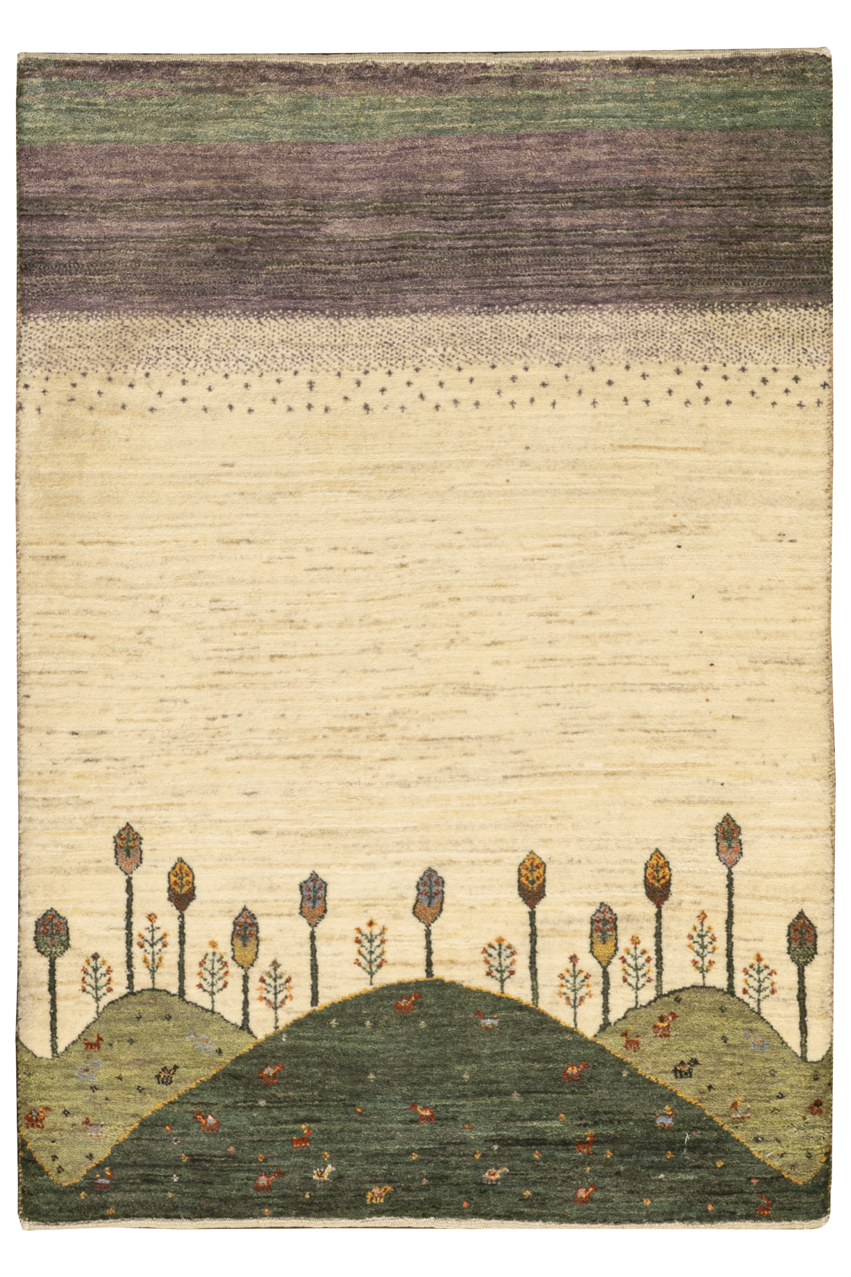 Iran Gabbeh Teppich-Unikat - kleine Baumlandschaft